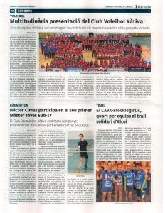 Club Voleibol Xàtiva - Nota de prensa 03.11.2018