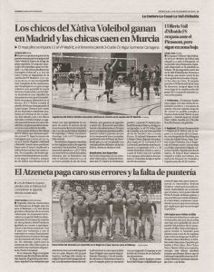 Club Voleibol Xàtiva - Nota de prensa 5.12.2018